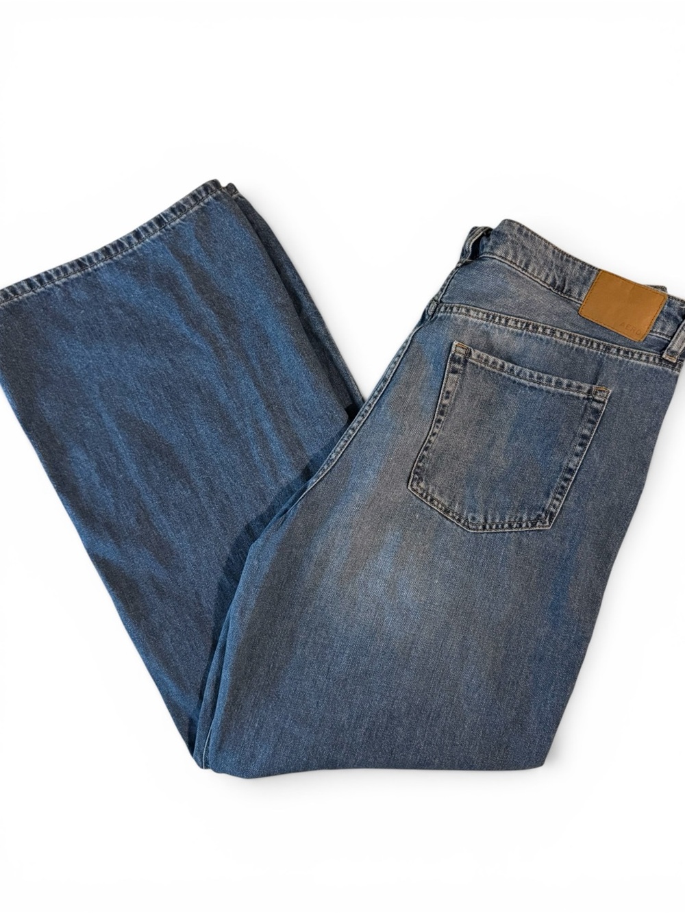 Aéropostale High Rise Wide Leg Jeans Women’s Size 14 Light Wash Denim